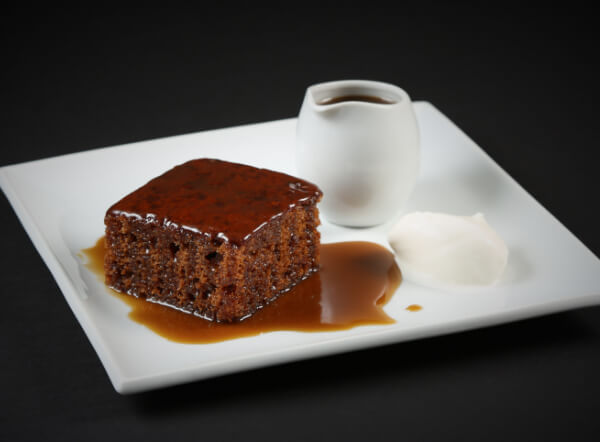 image of the sticky toffee pudding on a plate